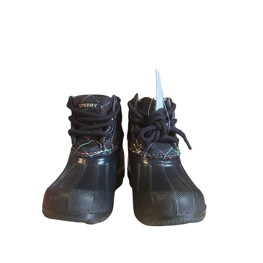 Sperry Toddler Black Quilted Duck Rain Boots | Waterproof | Size 6 - Picture 2 of 9